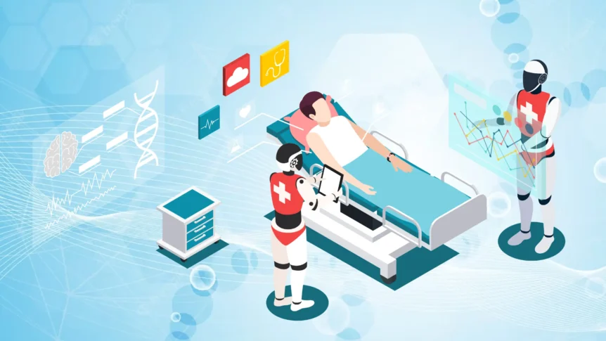 healthcare robots banner - medical robots in hospital